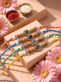 NVR - Multi-Color Evil Eye Thread Rakhis (Pack of 4)
