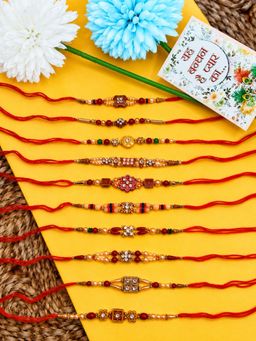 NVR - Artificial Stones & Beads Thread Rakhis (Pack of 10)