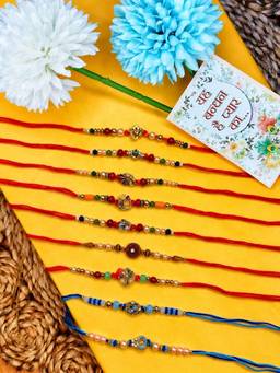 NVR - Artificial Stones & Beads Thread Rakhis (Pack of 10)