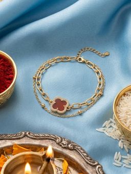 NVR - Womens Artificial Stones Gold Plated Bracelet Rakhi