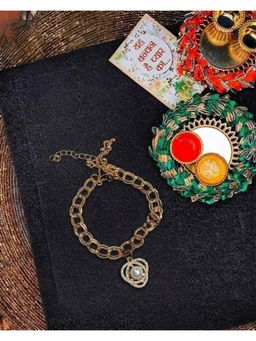 NVR - Womens Gold Plated AD Bracelet Rakhi