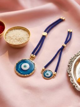 NVR - Blue Evil Eye Design Bhaiya Bhabhi Rakhis (Pack Of 2)