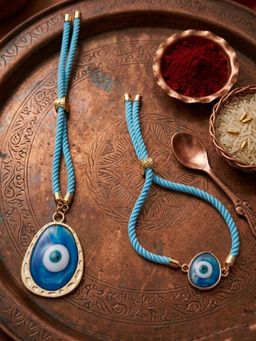 NVR - Blue Evil Eye Bhaiya Bhabhi Wraparound Rakhis (Pack Of 2)
