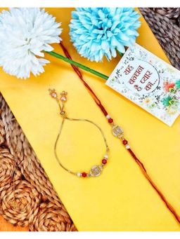 NVR - Artificial Stones & Beads Swastik Bhaiya Bhabhi Rakhis (Pack of 2)