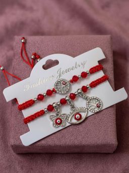 NVR - Chandan Red Evil Eye Design Bhaiya Bhabhi Rakhis (Pack Of 2)