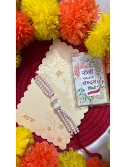 NVR - White Pearls & Red Thread Rakhi