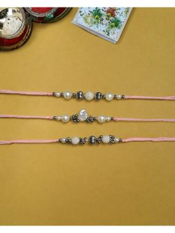 NVR - White Pearls Thread Rakhis (Pack of 3)