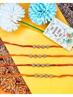 NVR - Artificial Stones Floral Design Thread Rakhis (Pack of 4)