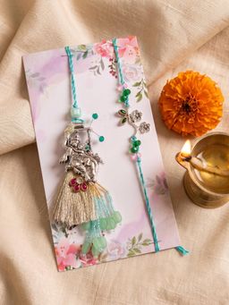 NVR - Chandan Designer Religious Silver Toned Bhaiya Bhabhi Rakhis