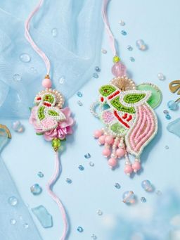 NVR - Leaf Design Pearls & Artificial Stones Bhaiya Bhabhi Rakhis