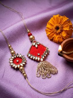 NVR - Kundan Studded & Artificial Stones Bhaiya Bhabhi Rakhis
