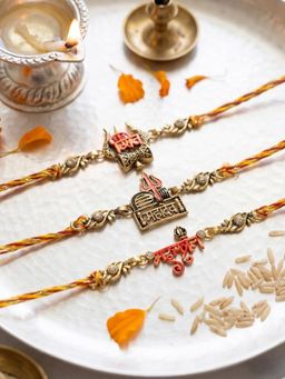 NVR - Multi-Color Mahadev Divine Thread Rakhis (Pack of 3)
