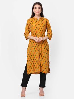 Shree - Women Rayon Mustard Printed Kurta
