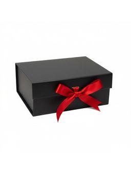 Awestuffs - Black with Red Ribbon Elegant Folding Gift Boxes with Ribbon