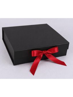 Awestuffs - Large Black with Red Ribbon Elegant Folding Gift Boxes with Ribbon