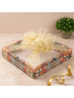 Awestuffs - Decorative Folding Gift Boxes with Net and Tie Ribbon (Pack of 2)