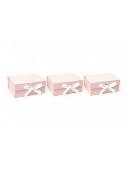 Awestuffs - Pink Elegant Folding Gift Boxes with Ribbon (Pack of 3)