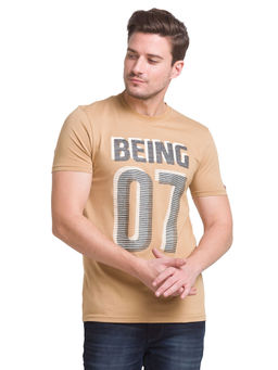 Being Human - Men Printed Brown T-Shirt