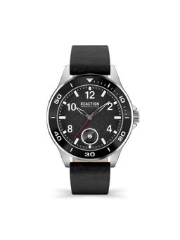 Reaction Kenneth Cole - 3HD Men Black Leather Strap Ephraim Watch KRWGB2193501