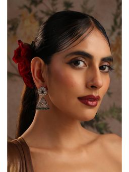 SWABHIMANN - Aarza Green Polki Jhumka Earrings