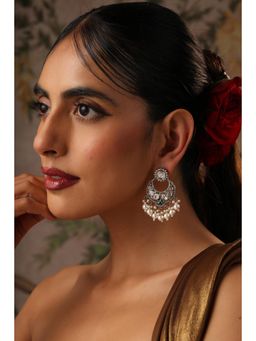 SWABHIMANN - Bhavana Green Polki Chandbali Earrings