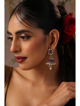 SWABHIMANN - Mahi Multi-Color Polki Jhumka Earrings