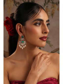 SWABHIMANN - Bhamini Multi-Color Polki Chandbali Earrings