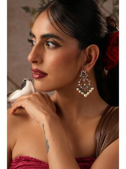 SWABHIMANN - Navita Multi-Color Polki Chandbali Earrings