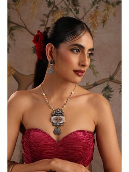 SWABHIMANN - Lekh Multicolour Silver Pendant Jewellery Set