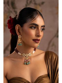 SWABHIMANN - Shriva Multicolour Polki Choker Jewellery Set