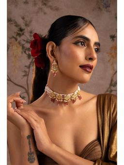 SWABHIMANN - Kesar Multi-Color Polki Choker Jewellery Set