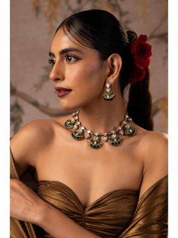 SWABHIMANN - Aayra Emerald Polki Jewellery Set