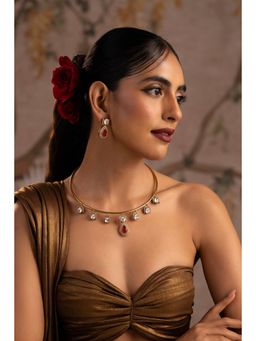 SWABHIMANN - Pallavi Ruby Polki Jewellery Set