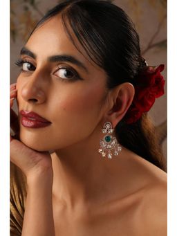 SWABHIMANN - Ransha Green Polki Chandbali Earrings