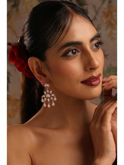 SWABHIMANN - Sanya Red Polki Dangler Earrings