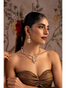 SWABHIMANN - Jaroskha Rose Gold Polki Layered Jewellery Set
