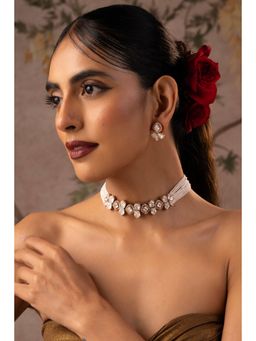 SWABHIMANN - Asak White Polki Jewellery Set