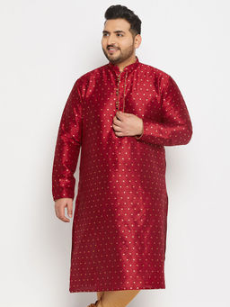 Vastramay - Mens Maroon Silk Blend Kurta