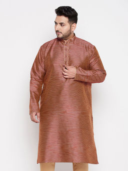 Vastramay - Mens Maroon Silk Blend Kurta