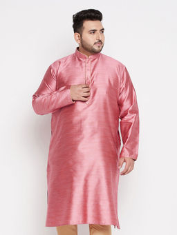 Vastramay - Mens Pink Silk Blend Kurta