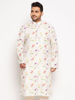 Vastramay - Mens Off White Cotton Blend Kurta