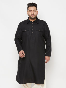 Vastramay - Mens Black Cotton Blend Kurta