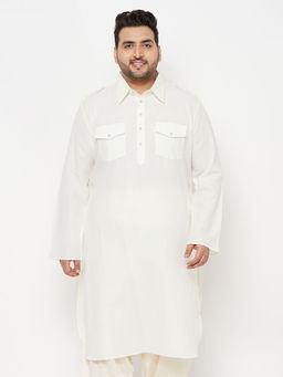Vastramay - Mens Off White Cotton Blend Kurta