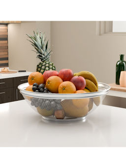 Kuber Industries - Silver Strainer Stainless Steel Fruit Basket for Dining Table