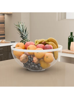 Kuber Industries - White Metal Mesh Fruits & Vegetables Basket