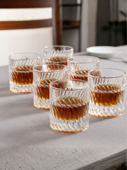 Smokey Cocktail - Clear Crystalline Heavy Base Whiskey Glasses (Pack of 6)