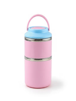 House of Quirk - Pink 2 Layer Stainless Steel Round Lunch Box