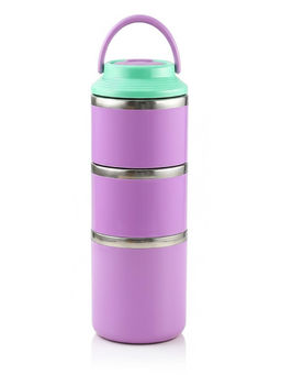 House of Quirk - Purple 2 Layer Stainless Steel Round Lunch Box