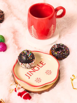 WEAVING HOMES - Red Christmas Tree Cup & Jingle Dessert Plate