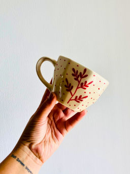 WEAVING HOMES - White Fall Leaf Mug